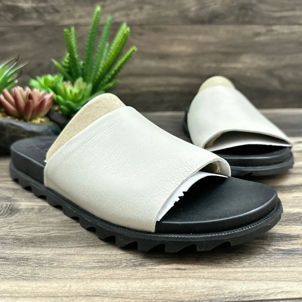 NIB Sorel Roaming Decon Leather Slide Sandal Sea Salt - Picture 4 of 12